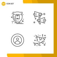 4 Icon Set Line Style Icon Pack Outline Symbols isolated on White Backgound for Responsive Website Designing Creative Black Icon vector background