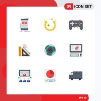 Pack of 9 Modern Flat Colors Signs and Symbols for Web Print Media such as repair construction horseshoe scale game Editable Vector Design Elements