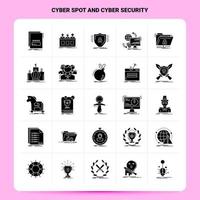 Solid 25 Cyber Spot And Cyber Security Icon set Vector Glyph Style Design Black Icons Set Web and Mobile Business ideas design Vector Illustration