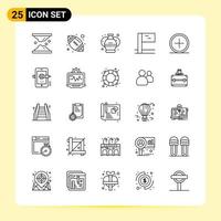 25 Creative Icons for Modern website design and responsive mobile apps 25 Outline Symbols Signs on White Background 25 Icon Pack Creative Black Icon vector background