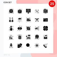 User Interface Pack of 25 Basic Solid Glyphs of growth web link computer web hyperlink Editable Vector Design Elements