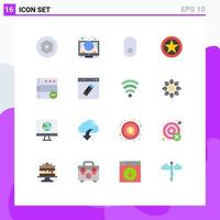 Modern Set of 16 Flat Colors and symbols such as server database mouse rank medal Editable Pack of Creative Vector Design Elements