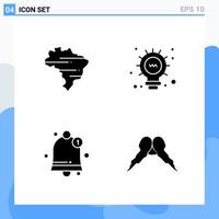 Modern 4 solid style icons Glyph Symbols for general use Creative Solid Icon Sign Isolated on White Background 4 Icons Pack Creative Black Icon vector background