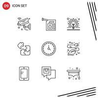 9 Universal Outlines Set for Web and Mobile Applications call science station puzzle idea Editable Vector Design Elements