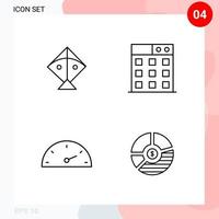 Vector Pack of 4 Icons in Line Style Creative Outline Pack isolated on White Background for Web and Mobile Creative Black Icon vector background