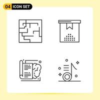 4 Creative Icons for Modern website design and responsive mobile apps 4 Outline Symbols Signs on White Background 4 Icon Pack Creative Black Icon vector background