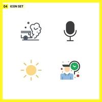 Set of 4 Modern UI Icons Symbols Signs for air sun pollution microphone routine Editable Vector Design Elements