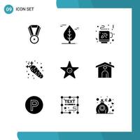 9 iconos creativos signos y símbolos modernos de home studio tea movie nutrición elementos de diseño vectorial editables vector