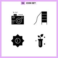 4 Icons in Solid Style Glyph Symbols on White Background Creative Vector Signs for Web mobile and Print Creative Black Icon vector background