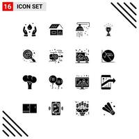 Universal Icon Symbols Group of 16 Modern Solid Glyphs of search design plumber trophy medal Editable Vector Design Elements