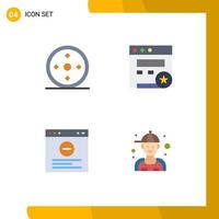 4 Universal Flat Icon Signs Symbols of focus website target website mechanic Editable Vector Design Elements