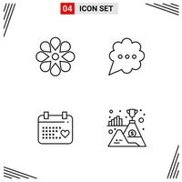 4 Icons Line Style Grid Based Creative Outline Symbols for Website Design Simple Line Icon Signs Isolated on White Background 4 Icon Set Creative Black Icon vector background