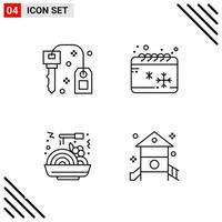 conjunto perfecto de píxeles de 4 iconos de línea conjunto de iconos de esquema para el diseño de sitios web y la interfaz de aplicaciones móviles fondo de vector de icono negro creativo