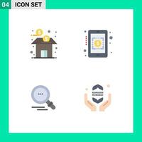 Mobile Interface Flat Icon Set of 4 Pictograms of bank find fund currency rates pray Editable Vector Design Elements