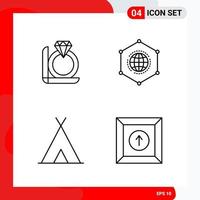 conjunto creativo de 4 iconos de contorno universal aislados sobre fondo blanco fondo de vector de icono negro creativo