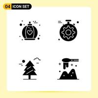 4 Creative Icons for Modern website design and responsive mobile apps 4 Glyph Symbols Signs on White Background 4 Icon Pack Creative Black Icon vector background