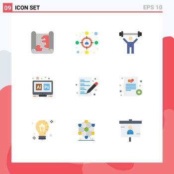 Set of 9 Vector Flat Colors on Grid for list ai gym tool hex Editable Vector Design Elements