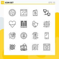 Collection of 16 Universal Line Icons Icon Set for Web and Mobile Creative Black Icon vector background