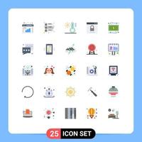 Flat Color Pack of 25 Universal Symbols of travelling money sun security optimization Editable Vector Design Elements