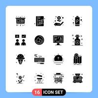 16 Solid Black Icon Pack Glyph Symbols for Mobile Apps isolated on white background 16 Icons Set Creative Black Icon vector background