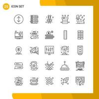 25 Icon Set Line Style Icon Pack Outline Symbols isolated on White Backgound for Responsive Website Designing Creative Black Icon vector background
