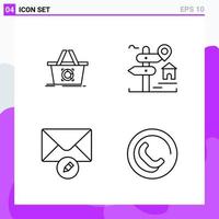 Set of 4 icons in Line style Creative Outline Symbols for Website Design and Mobile Apps Simple Line Icon Sign Isolated on White Background 4 Icons Creative Black Icon vector background