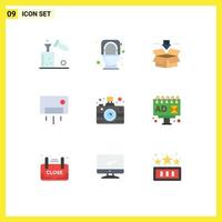 9 Flat Color concept for Websites Mobile and Apps house home toilet appliances save Editable Vector Design Elements