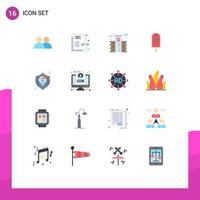 16 Creative Icons Modern Signs and Symbols of shield design life creative dessert Editable Pack of Creative Vector Design Elements