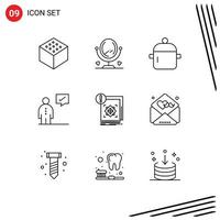 User Interface Pack of 9 Basic Outlines of infrastructure structure kitchen management corporate Editable Vector Design Elements