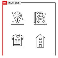 4 General Icons for website design print and mobile apps 4 Outline Symbols Signs Isolated on White Background 4 Icon Pack Creative Black Icon vector background