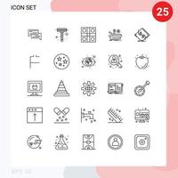 Paquete de 25 líneas de interfaz de usuario de signos y símbolos modernos de elementos de diseño de vectores editables de tablero de ludo deportivo de operación médica