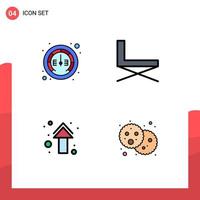 4 Universal Filledline Flat Color Signs Symbols of gauge arrow speed interior up Editable Vector Design Elements