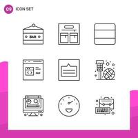 Outline Icon set Pack of 9 Line Icons isolated on White Background for responsive Website Design Print and Mobile Applications Creative Black Icon vector background