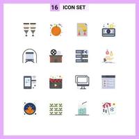 Set of 16 Commercial Flat Colors pack for video media player graph media document Editable Pack of Creative Vector Design Elements