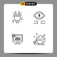 Modern Set of 4 Filledline Flat Colors and symbols such as electric analytics hardware marketing computer Editable Vector Design Elements