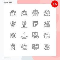 User Interface Pack of 16 Basic Outlines of money deliver measurement store box Editable Vector Design Elements