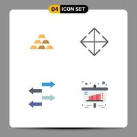 conjunto moderno de 4 iconos planos pictografía de oro transformar riqueza dorada importar elementos de diseño vectorial editables vector