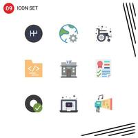 Universal Icon Symbols Group of 9 Modern Flat Colors of document building wheel life business Editable Vector Design Elements