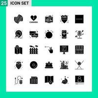 Pack of 25 Solid Style Icon Set Glyph Symbols for print Creative Signs Isolated on White Background 25 Icon Set Creative Black Icon vector background