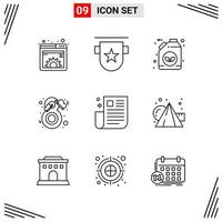 9 Icons Line Style Grid Based Creative Outline Symbols for Website Design Simple Line Icon Signs Isolated on White Background 9 Icon Set Creative Black Icon vector background