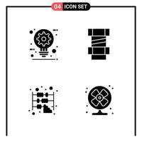 conjunto de 4 iconos de estilo sólido para web y símbolos de glifos móviles para imprimir signos de iconos sólidos aislados en fondo blanco 4 conjunto de iconos fondo de vector de icono negro creativo