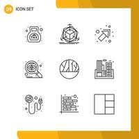 9 Creative Icons Modern Signs and Symbols of infection eye object targeting search Editable Vector Design Elements