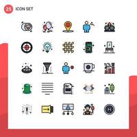 Pictogram Set of 25 Simple Filled line Flat Colors of lotus human location hills avatar Editable Vector Design Elements