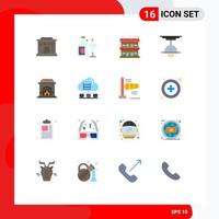 User Interface Pack of 16 Basic Flat Colors of fire place light accommodation lamp furniture Editable Pack of Creative Vector Design Elements