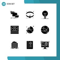 Modern Set of 9 Solid Glyphs Pictograph of finance business idea money cash Editable Vector Design Elements