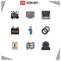 Universal Icon Symbols Group of 9 Modern Filledline Flat Colors of info thanks day event day calendar Editable Vector Design Elements