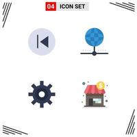 Editable Vector Line Pack of 4 Simple Flat Icons of arrow network arrows left connect interface Editable Vector Design Elements