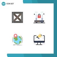 4 Flat Icon concept for Websites Mobile and Apps logistic worldwide crime protection marker Editable Vector Design Elements