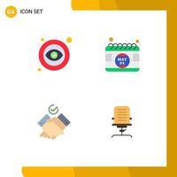 Stock Vector Icon Pack of 4 Line Signs and Symbols for eye themes visible day armchair Editable Vector Design Elements