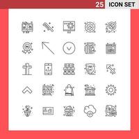 25 Thematic Vector Lines and Editable Symbols of plate coffee coding cafe programming Editable Vector Design Elements